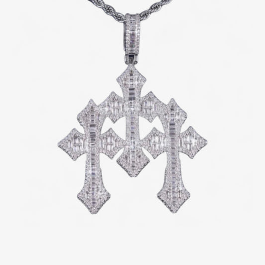 Moissanite - 3 Cross 14K Gold