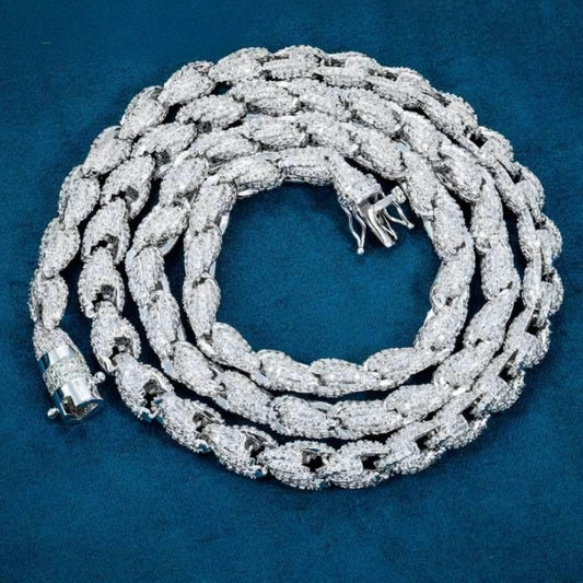 Moissanite - 7 mm Rope Chain 14 Gold